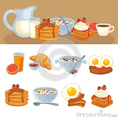 Vector breakfast food set Vector Illustration