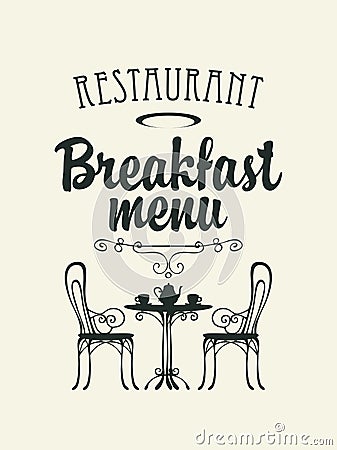 Vector Breakfast menu with a table for two Vector Illustration