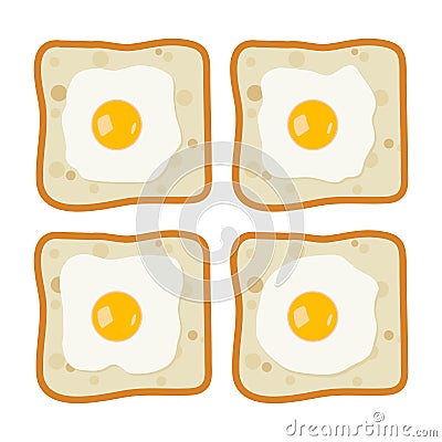 Vector breakfast snack with egg and bread toast Vector Illustration