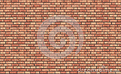 Vector brick wall horizontal background. Flat old red wall texture. Grunge realistic textured brown brickwork for print Vector Illustration