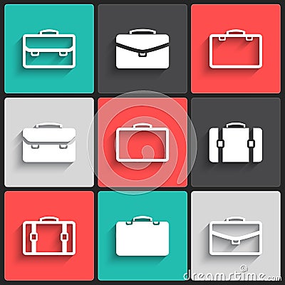 Vector briefcase white icons Vector Illustration