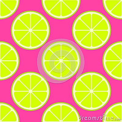 Vector bright lime slices seamless background Vector Illustration