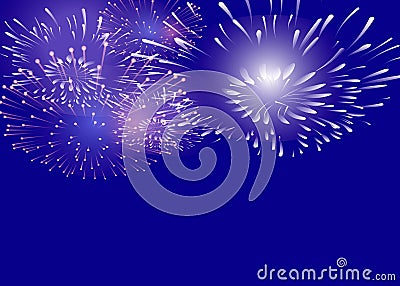 Vector Brightly Colorful Fireworks on the background of the night sky. Vector Illustration