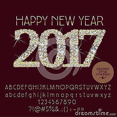 Vector brilliant Happy New Year 2017 greeting card Vector Illustration