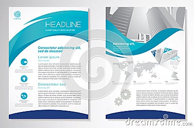 Vector Brochure Flyer design Layout template, size A4, Front page and back page, infographics. Easy to use and edit. Vector Illustration