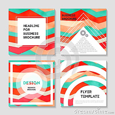 Vector brochure template design with blue and orange elements. Vector Illustration