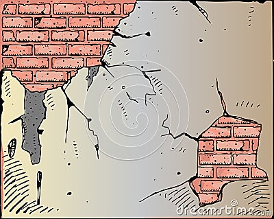 Vector broken brick wall Vector Illustration