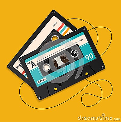 Vector broken vintage audio tape Vector Illustration