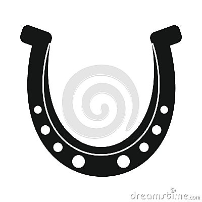 Vector bronze horseshoe black simple icon isolated Vector Illustration