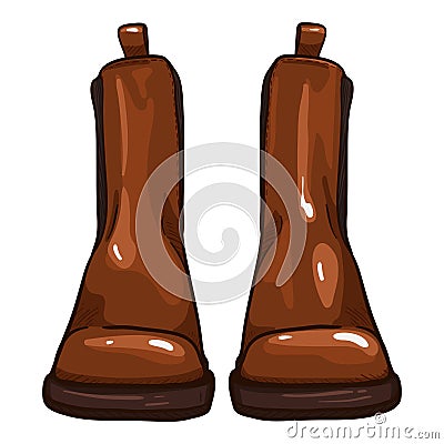 Vector Brown Leather Shoes. Classic Chelsea Boots Vector Illustration