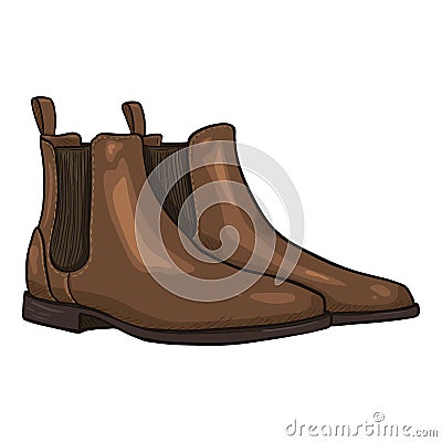 Vector Brown Suede Shoes. Classic Chelsea Boots Vector Illustration