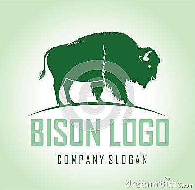 Vector brown zubr buffalo bison logo label Vector Illustration