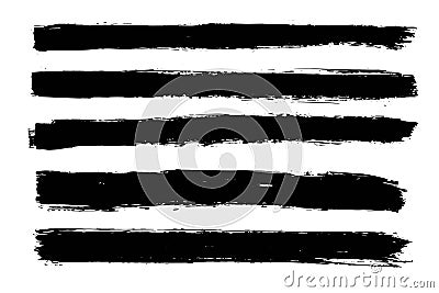 Vector brush stroke. Distressed texture. Isolated black stripes. Grunge design elements. Vector Illustration