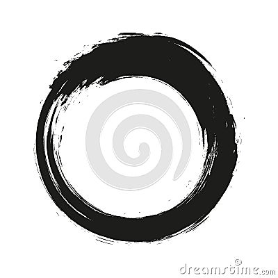 Vector brush strokes circles of paint on white background. Ink hand drawn paint brush circle. Logo, label design element Vector Illustration