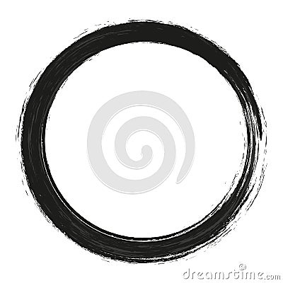 Vector brush strokes circles of paint on white background. Ink hand drawn paint brush circle. Logo, label design element Vector Illustration