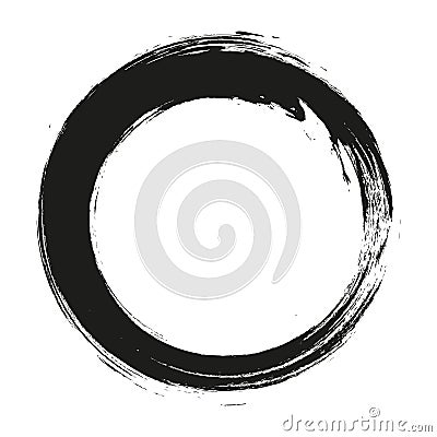 Vector brush strokes circles of paint on white background. Ink hand drawn paint brush circle. Logo, label design element Vector Illustration