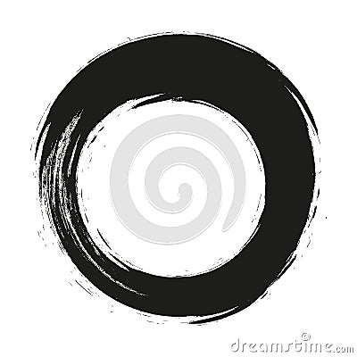 Vector brush strokes circles of paint on white background. Ink hand drawn paint brush circle. Logo, label design element Vector Illustration