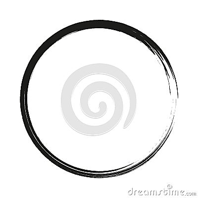 Vector brush strokes circles of paint on white background. Ink hand drawn paint brush circle. Logo, label design element Cartoon Illustration