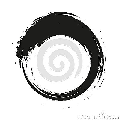 Vector brush strokes circles of paint on white background. Ink hand drawn paint brush circle. Logo, label design element Vector Illustration