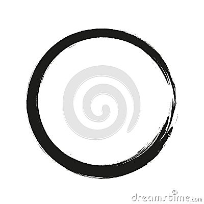 Vector brush strokes circles of paint on white background. Ink hand drawn paint brush circle. Logo, label design element Vector Illustration