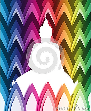 Vector buddha on geometric color background Vector Illustration