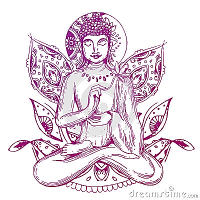 Vector with Buddha. Vector Illustration