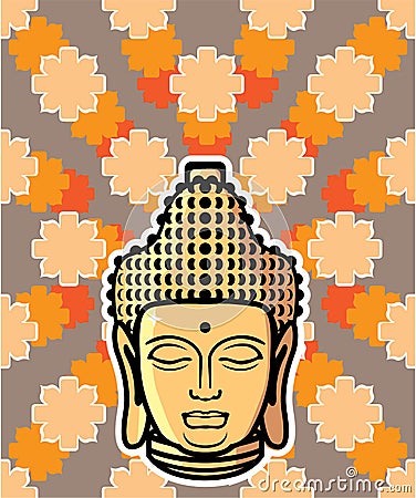 Vector Buddha head golden with background Vector Illustration