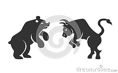 Vector bull and bear financial icons Vector Illustration