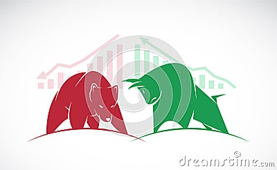 Vector of bull and bear symbols of stock market trends. Vector Illustration