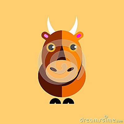 Vector bull symbol icon animal horns tail hooves ea Vector Illustration