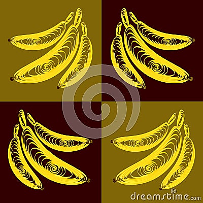 Vector bunch of bananas yellow flat pattern Vector Illustration