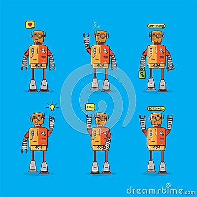 Vector bundle of various cute robot error expressions, perfect for illustration and animation Vector Illustration