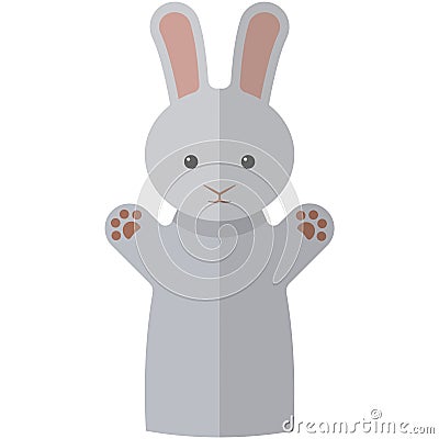 Vector bunny hare hand puppet doll for theatre show Vector Illustration