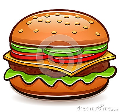 Vector burger isolated cartoon design Vector Illustration