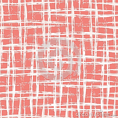 Vector burlap effect seamless pattern background. Red white coarse hessian fibre texture fabric style backdrop made with Vector Illustration