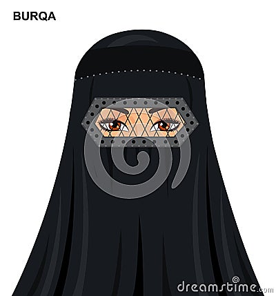 Vector burqa style, beautiful arabic muslim woman in burqa - Ill Vector Illustration