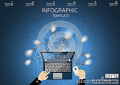 Business brainstorming modern Idea and Concept Technology Communication Vector illustration Infographic template with Laptop,icon. Vector Illustration