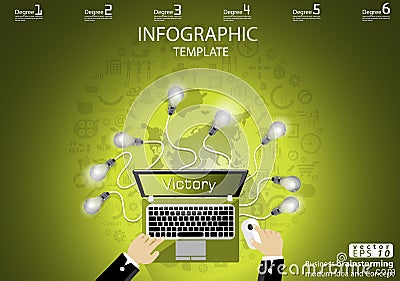 Business brainstorming modern Idea and Concept Technology Communication Vector illustration Infographic template with Laptop,icon. Vector Illustration