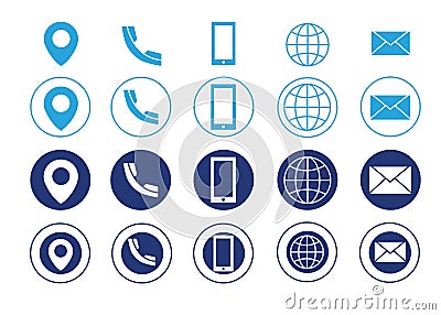 Vector business card contact information icons Vector Illustration
