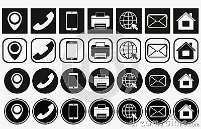 Vector business card contact information icons. business card contact icons set. contact information icons Stock Photo