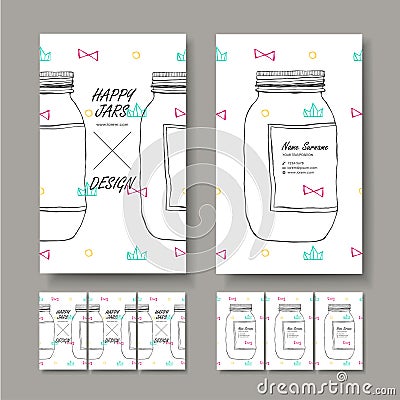 Vector business card design of hand drawn jar Vector Illustration