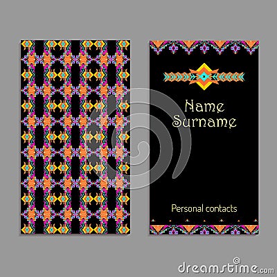 Vector business card template. Ethnic tribal ornaments. Boho style Vector Illustration