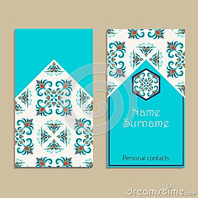 Vector business card template. Portuguese, Moroccan Vector Illustration