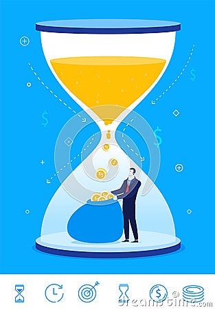 Vector business concept illustration. Time is money. Vector Illustration