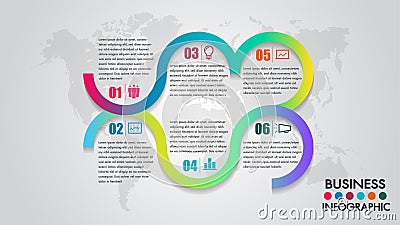 Vector business infographics timeline design template workflow or team work, integrated circles background.Blank space for content Stock Photo