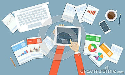 Vector business investment planning on device technology Vector Illustration