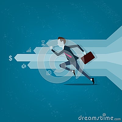 Vector business man competitive with business on info graph Vector Illustration
