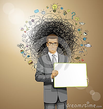 Vector Business Man with Empty Write Board Vector Illustration