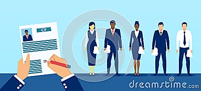 Vector of a business man recruiter making a candidate choice at a job interview Vector Illustration
