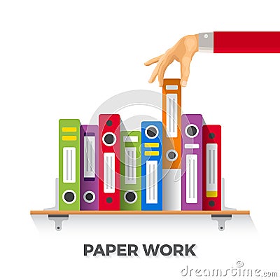 Vector business papers and folders concept in flat style Vector Illustration